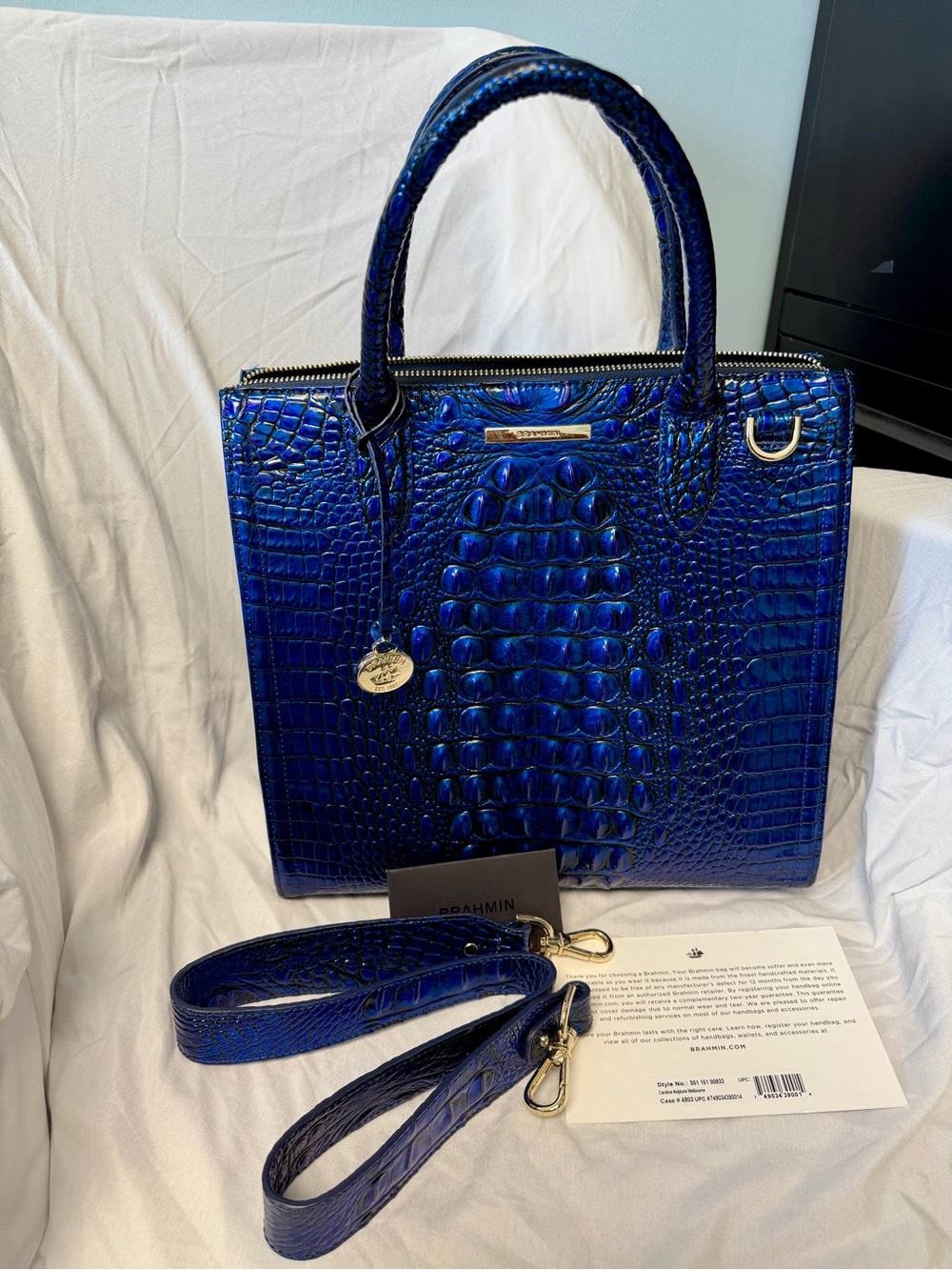Brahmin Caroline-Neptune Melbourne Purse with Strap & Duster Bag